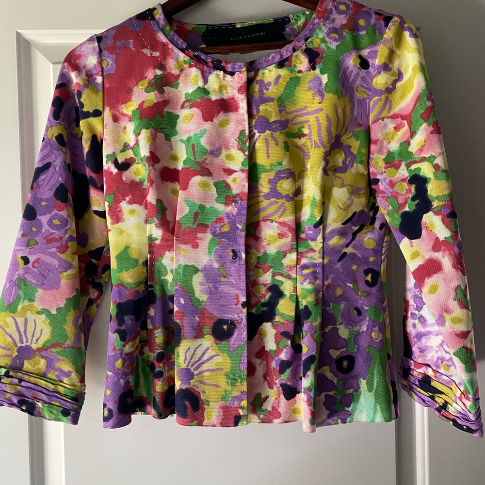 Elie Tahari Multicolor Floral Jacket